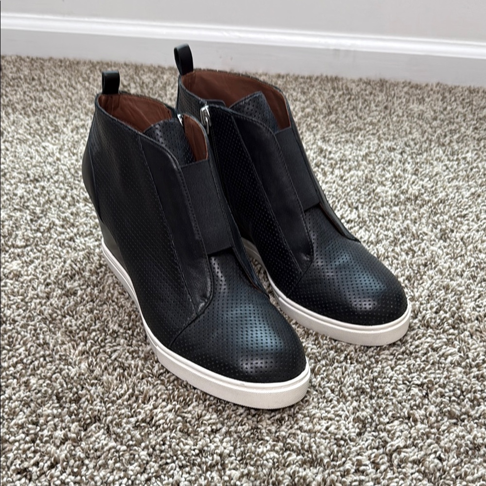 Paolo Black and White Ankle Boots with Elastic Panels